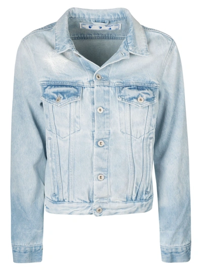 Shop Off-white Bleach Denim Regular Jacket In Light Blue