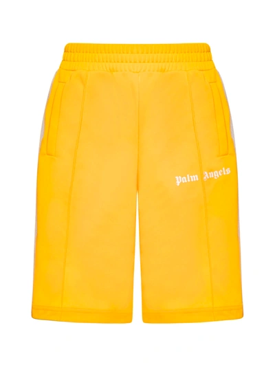 Shop Palm Angels Shorts In Yellow White