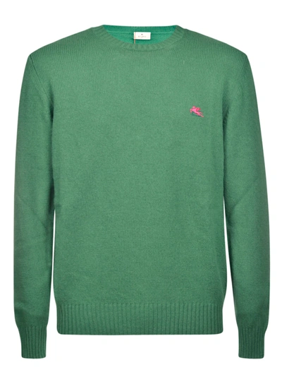 Shop Etro Round Neck Sweater In Light Green