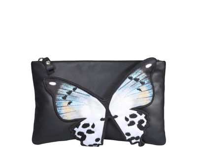 Shop Sophia Webster Flossy Butterfly Clutch In Black
