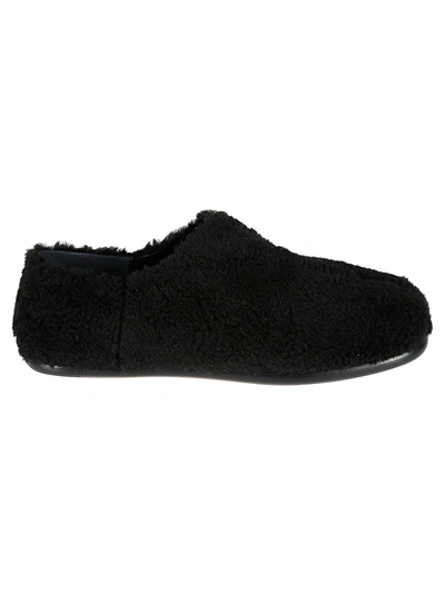 Shop Maison Margiela Fur Detail Tabi Loafers In Black