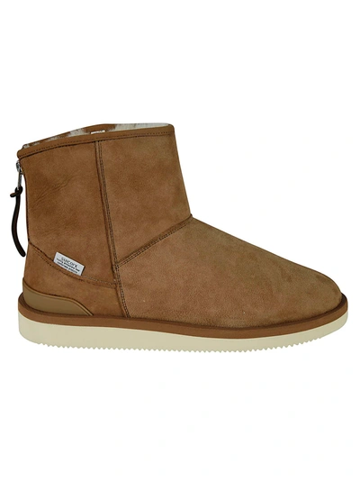Shop Suicoke Rear Zip Flat Ankle Boots In Brown