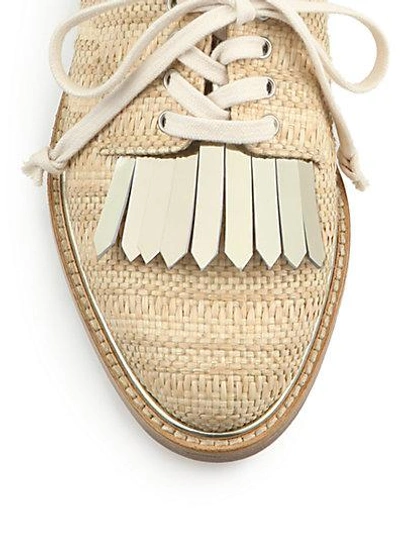 Shop Oscar De La Renta Adelaide Raffia Oxfords In Natural