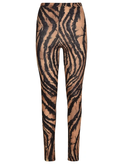 Shop Roberto Cavalli Stripe Print Trousers In Nude/black