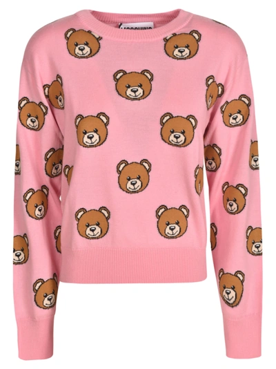 Shop Moschino Bear Motif Sweater In Pink