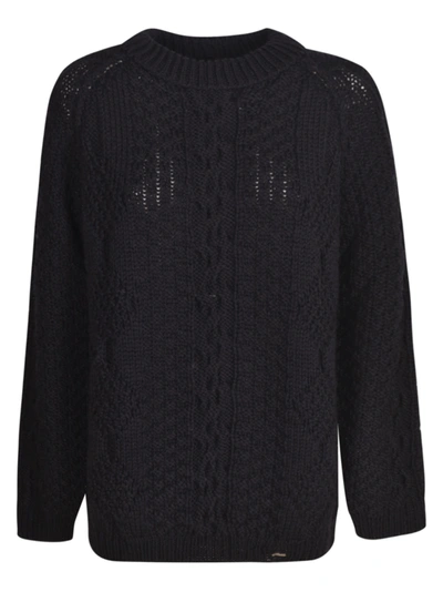 Shop Maison Margiela Ribbed Knit Sweater In Navy