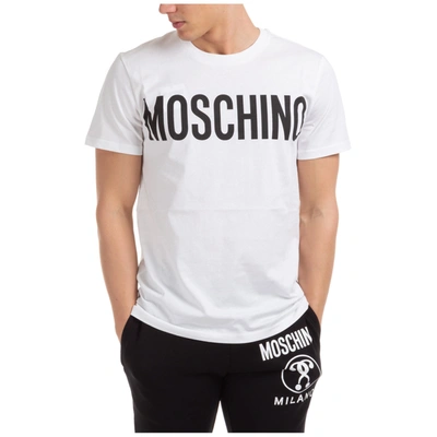 Shop Moschino Men's Short Sleeve T-shirt Crew Neckline Jumper In White