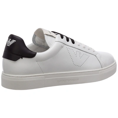 Shop Emporio Armani Men's Shoes Leather Trainers Sneakers In White