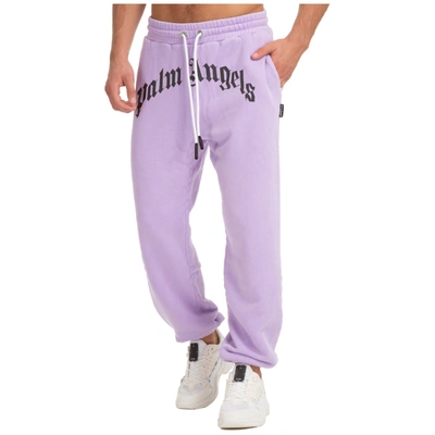 Shop Palm Angels Men's Sport Tracksuit Trousers Curved Logo In Purple