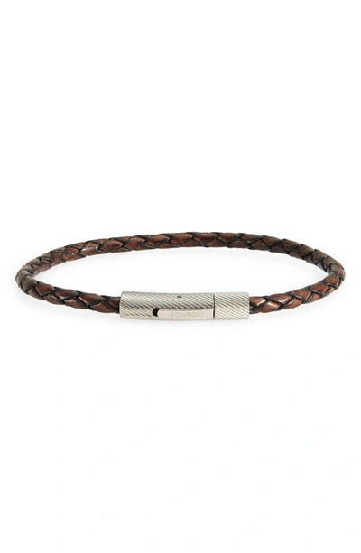 Shop Jonas Studio Single Braided Leather Bracelet In Brown