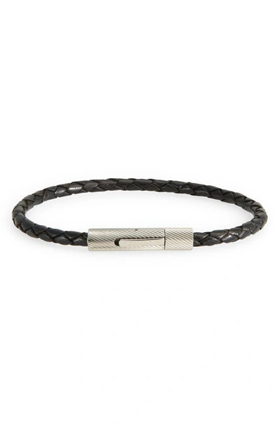 Shop Jonas Studio Single Braided Leather Bracelet In Jet