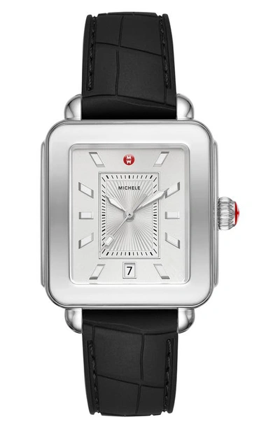 Michele Deco Sport Stainless Steel And Silicone Watch, Black In Black