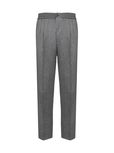 Shop Ami Alexandre Mattiussi Ami Elasticated Waist Cropped Trousers In Grey