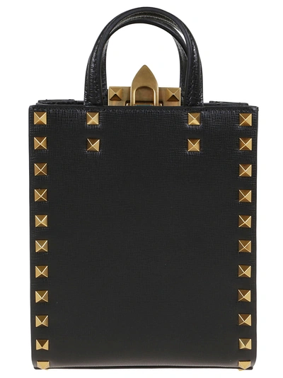 Shop Valentino Garavani Rockstud Mini Tote Bag In Black