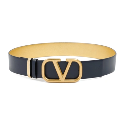 Shop Valentino Vlogo Buckle Reversible Belt In Blue