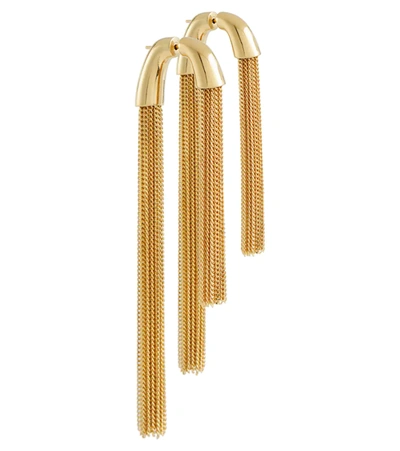 Shop Saint Laurent Tassel Chain Earrings In Gold