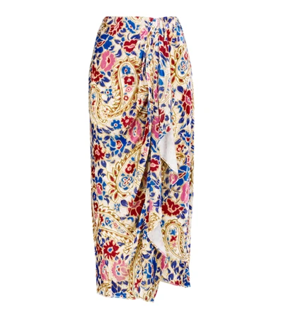 Shop Isabel Marant Breena Floral Wrap Midi Skirt In Multicolor