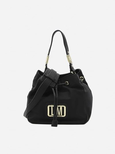 Shop Love Moschino Bucket Bag In Nylon With Logo Lettering In Black