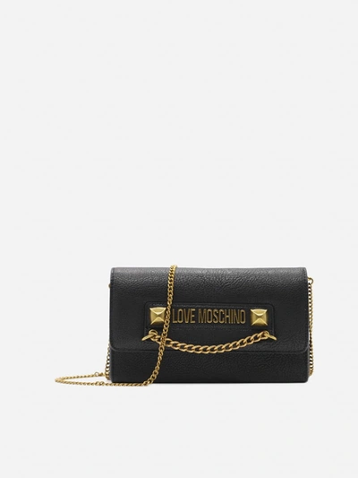 Shop Love Moschino Shoulder Bag With Contrasting Logo Lettering In Black