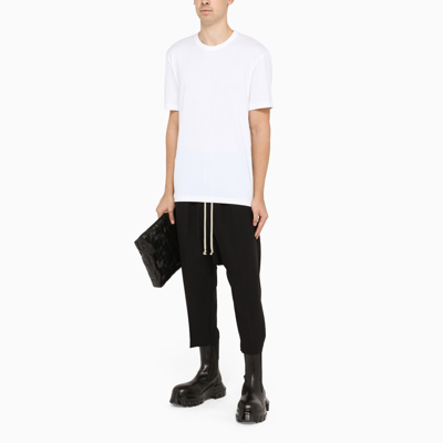 Rick Owens Black Drop-crotched Track Pants With Drawstring In Stretch Cotton Man In Black
