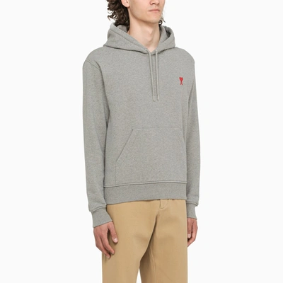 Shop Ami Alexandre Mattiussi Grey Ami De Coeur Hoodie