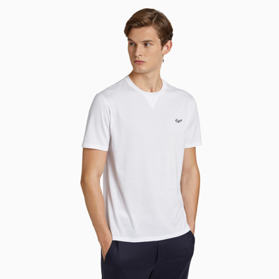Shop Ermenegildo Zegna White T-shirt With Logo Embroidery