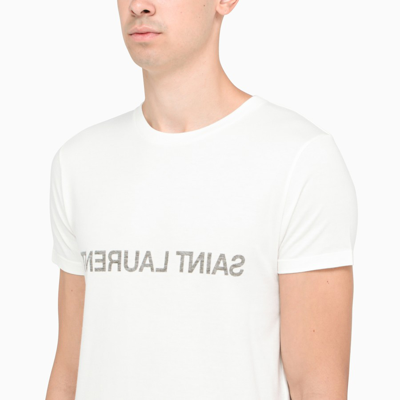 Shop Saint Laurent Logo Lettering White T-shirt