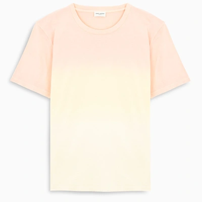 Shop Saint Laurent Crewneck T-shirt With Gradient Effect In Multicolor