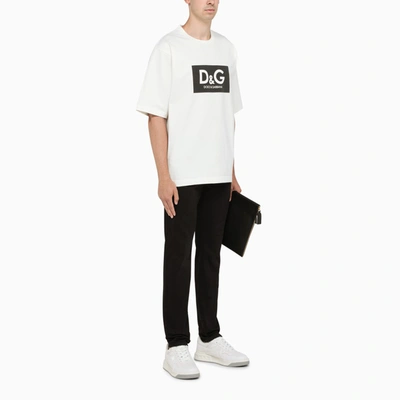 Shop Dolce & Gabbana White Logo-print Boxy T-shirt