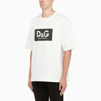 Shop Dolce & Gabbana White Logo-print Boxy T-shirt