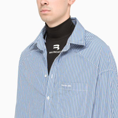 Shop Balenciaga Blue Striped Oversize Shirt