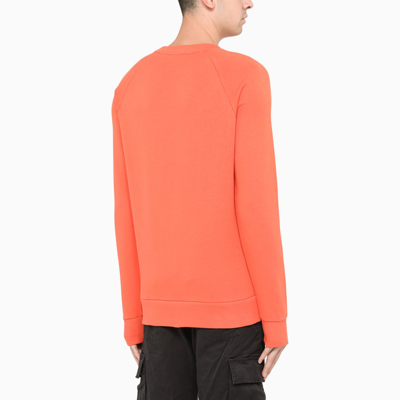 Shop Balmain Orange Sweatshirt With Contrasting Logo