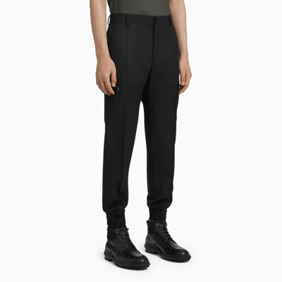 Shop Ermenegildo Zegna Black Wool Cargo Trousers