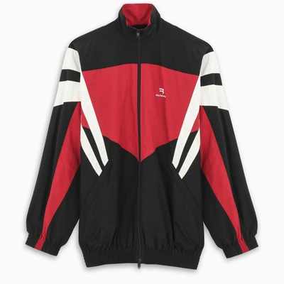 Shop Balenciaga Black Red And White Tracksuit Jacket