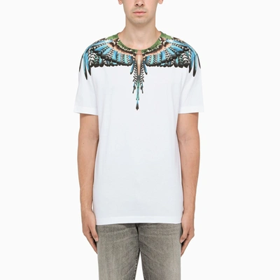 Shop Marcelo Burlon County Of Milan White/light Blue/green Wings T-shirt