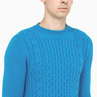 Shop Drumohr Light Blue Braided-trim Sweater