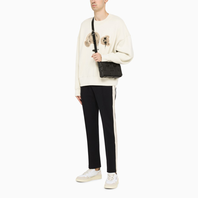 Shop Palm Angels Off White Bear Sprayed Crewneck Sweatshirt In Grey