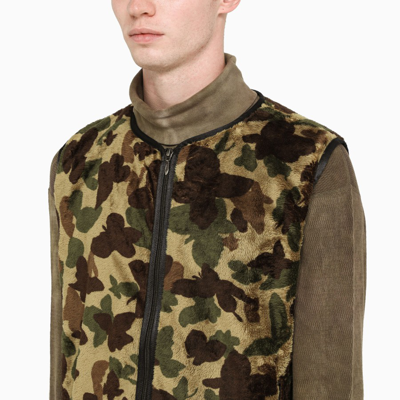 Shop Needles Camouflage Fleece Waistcoat In Green