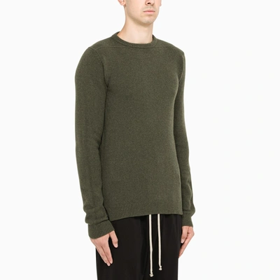 Shop Rick Owens Olive-green Crew-neck Pullover