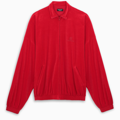 Shop Balenciaga Red Velvet Tracksuit Jacket