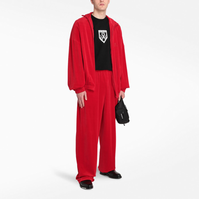 Balenciaga Velvet Effect Tracksuit Jacket Tango Red | ModeSens
