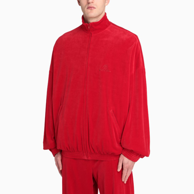Balenciaga Velvet Effect Tracksuit Jacket Tango Red | ModeSens