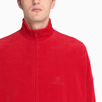Shop Balenciaga Red Velvet Tracksuit Jacket