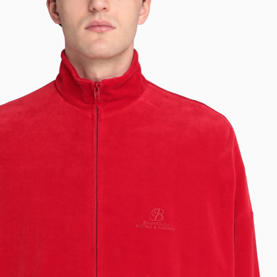Balenciaga Velvet Effect Tracksuit Jacket Tango Red | ModeSens