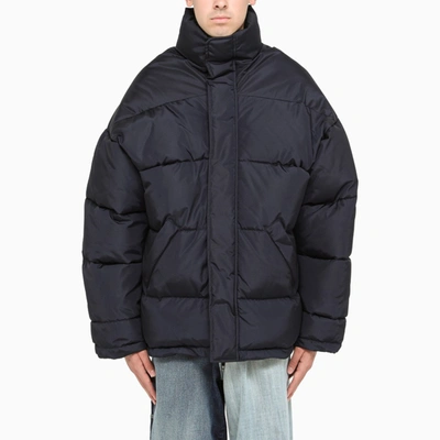 Shop Balenciaga Navy Dropped Shoulder Puffer Jacket In Blue