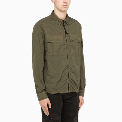 Shop C.p. Company Stone Grey Zipped Shirt-jacket