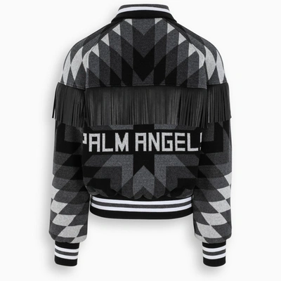 Shop Palm Angels Arizona Fringed Varsity Jacket In Black