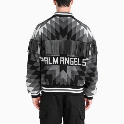 Shop Palm Angels Arizona Fringed Varsity Jacket In Black