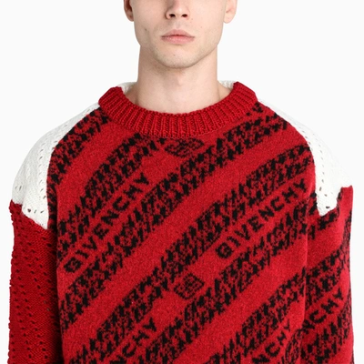 Shop Givenchy Patchwork Logo Chaine Sweater In Red