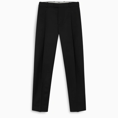 Shop Alexander Mcqueen Black Pleated Regular Trousers
